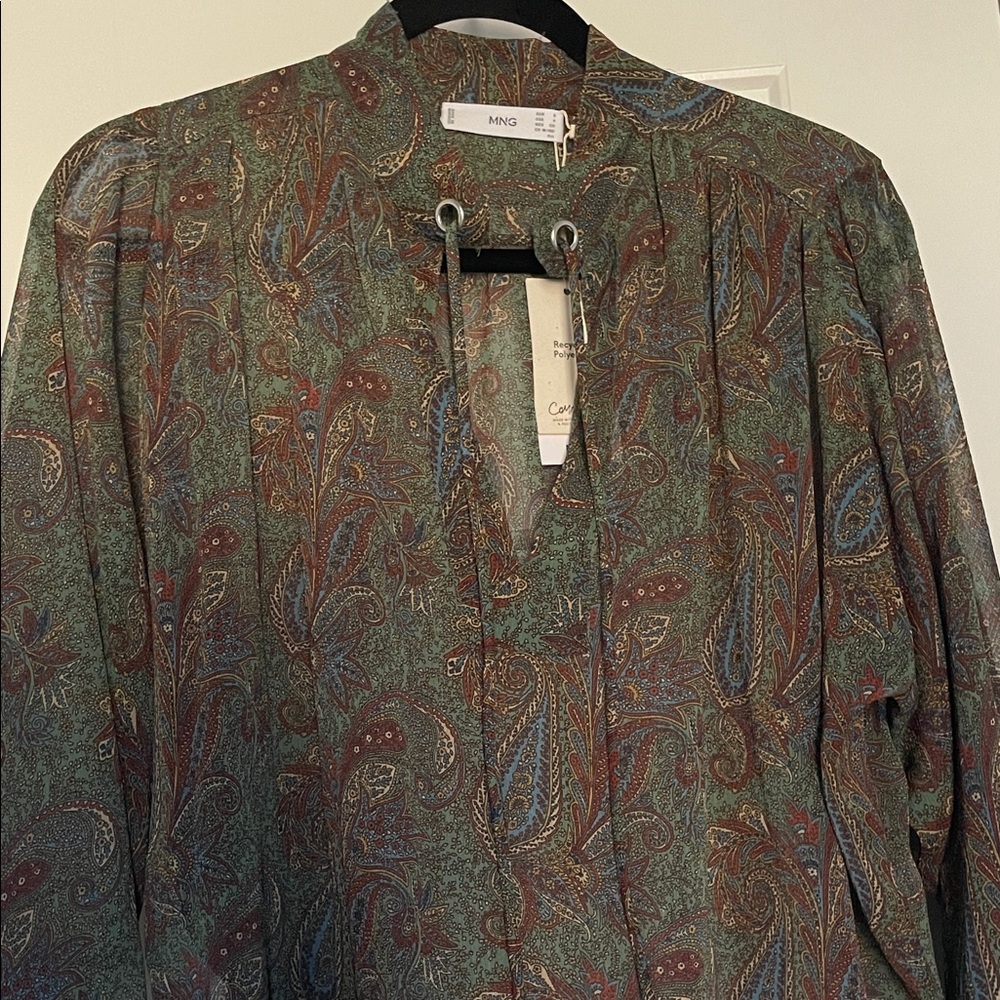 Mango Green Paisley Blouse